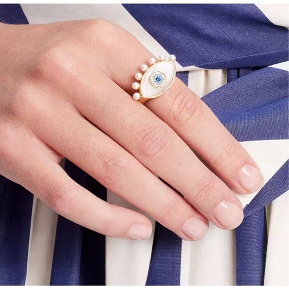 Kate Spade NEW size 7 ring - Evil eye (gold) - Picture 4 of 7